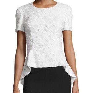 Sachin + Babi Noir White Lace Hi Low Hem Peplum Top